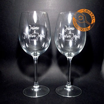 Copas de vino personalizadas con grabado dibujo boda